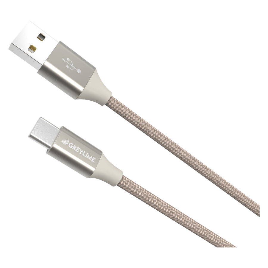 GreyLime Braided USB-A til USB-C Kabel Beige 1 m -  fra GreyLime - nu kun 99 kr. Hos HjemTek 