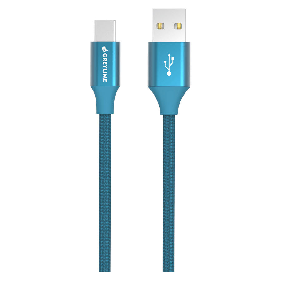 GreyLime Braided USB-A til USB-C Kabel Blå 2 m -  fra GreyLime - nu kun 119 kr. Hos HjemTek 