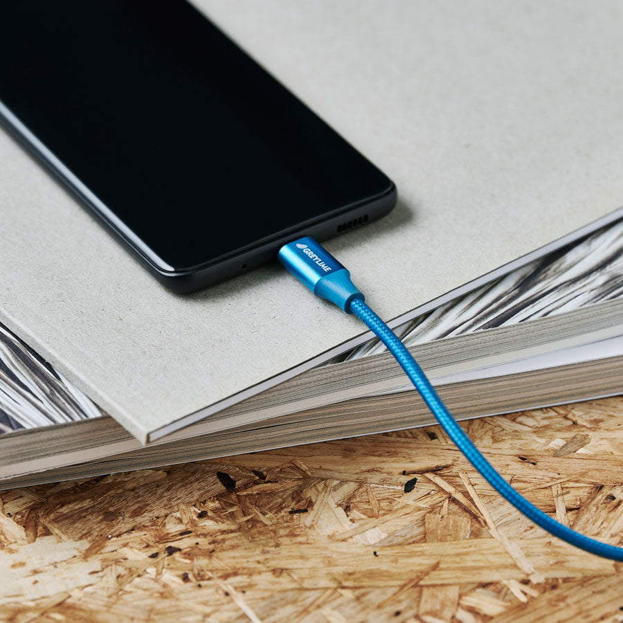 GreyLime Braided USB-A til USB-C Kabel Blå 2 m -  fra GreyLime - nu kun 119 kr. Hos HjemTek 