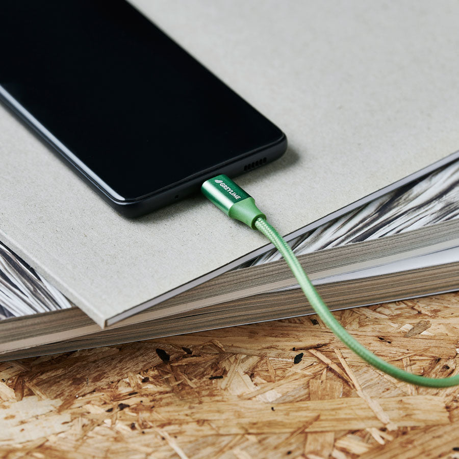 GreyLime Braided USB-A til USB-C Kabel Grøn 2 m -  fra GreyLime - nu kun 119 kr. Hos HjemTek 