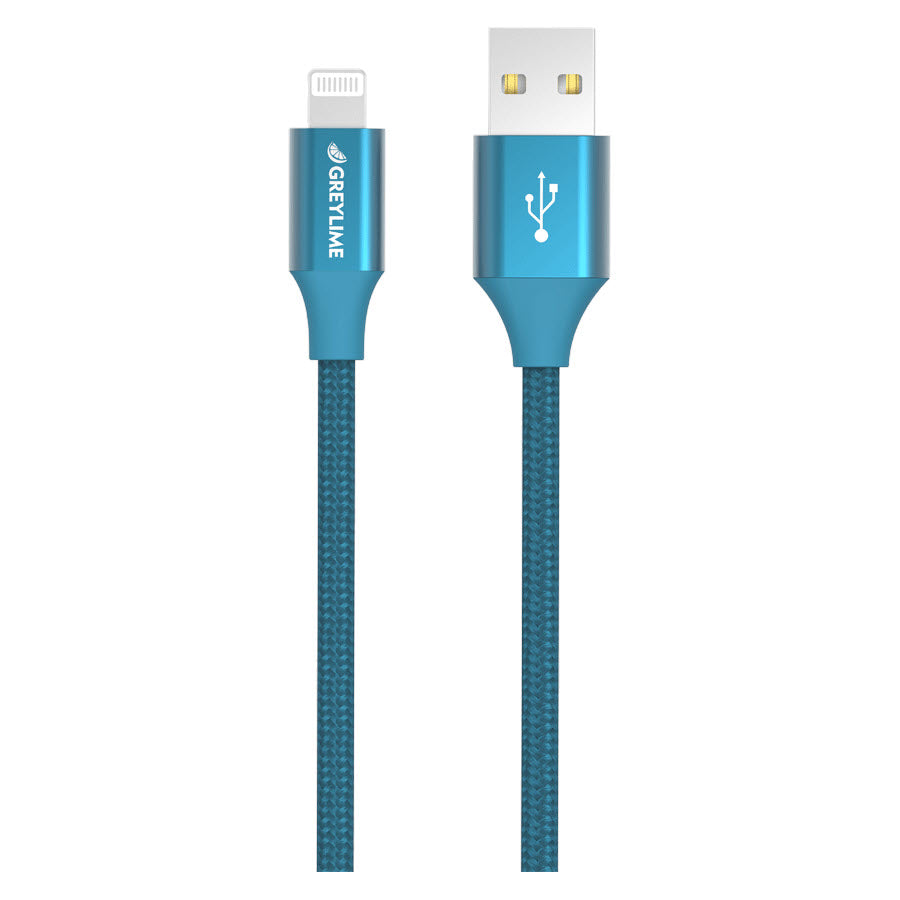 GreyLime Braided USB-A til MFi Lightning Kabel Blå 1 m -  fra GreyLime - nu kun 179 kr. Hos HjemTek 