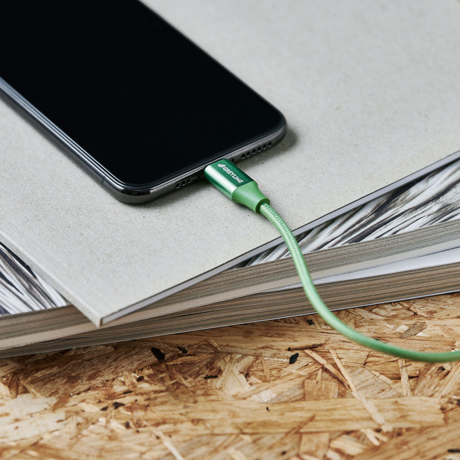 GreyLime Braided USB-A til MFi Lightning Kabel Grøn 1 m -  fra GreyLime - nu kun 179 kr. Hos HjemTek 