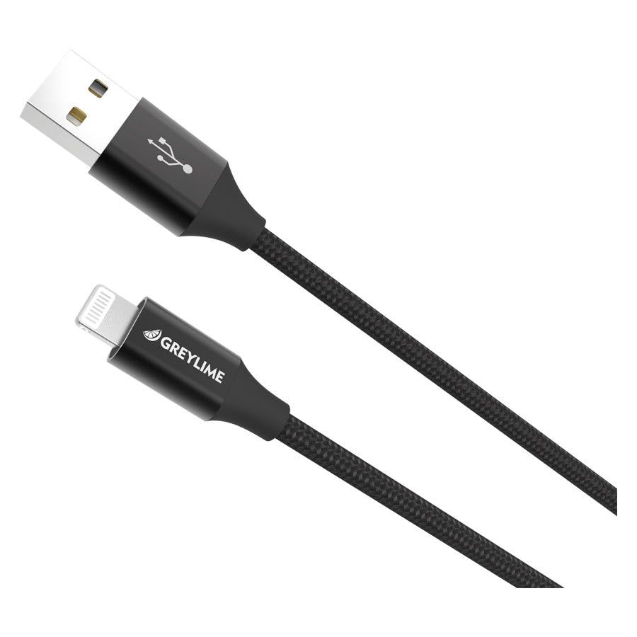 GreyLime Braided USB-A til MFi Lightning Kabel Sort 1 m -  fra GreyLime - nu kun 179 kr. Hos HjemTek 