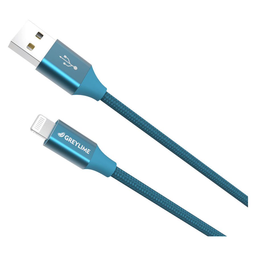 GreyLime Braided USB-A til MFi Lightning Kabel Blå 2 m -  fra GreyLime - nu kun 199 kr. Hos HjemTek 