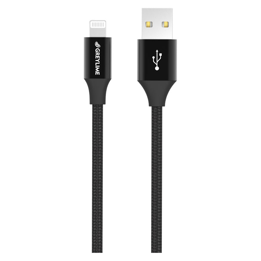 GreyLime Braided USB-A til MFi Lightning Kabel Sort 2 m -  fra GreyLime - nu kun 199 kr. Hos HjemTek 