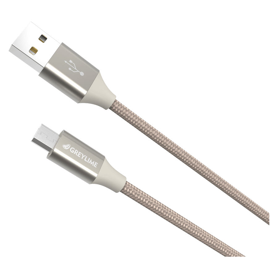 GreyLime Braided USB-A til Micro USB Kabel Beige 1 m -  fra GreyLime - nu kun 89 kr. Hos HjemTek 