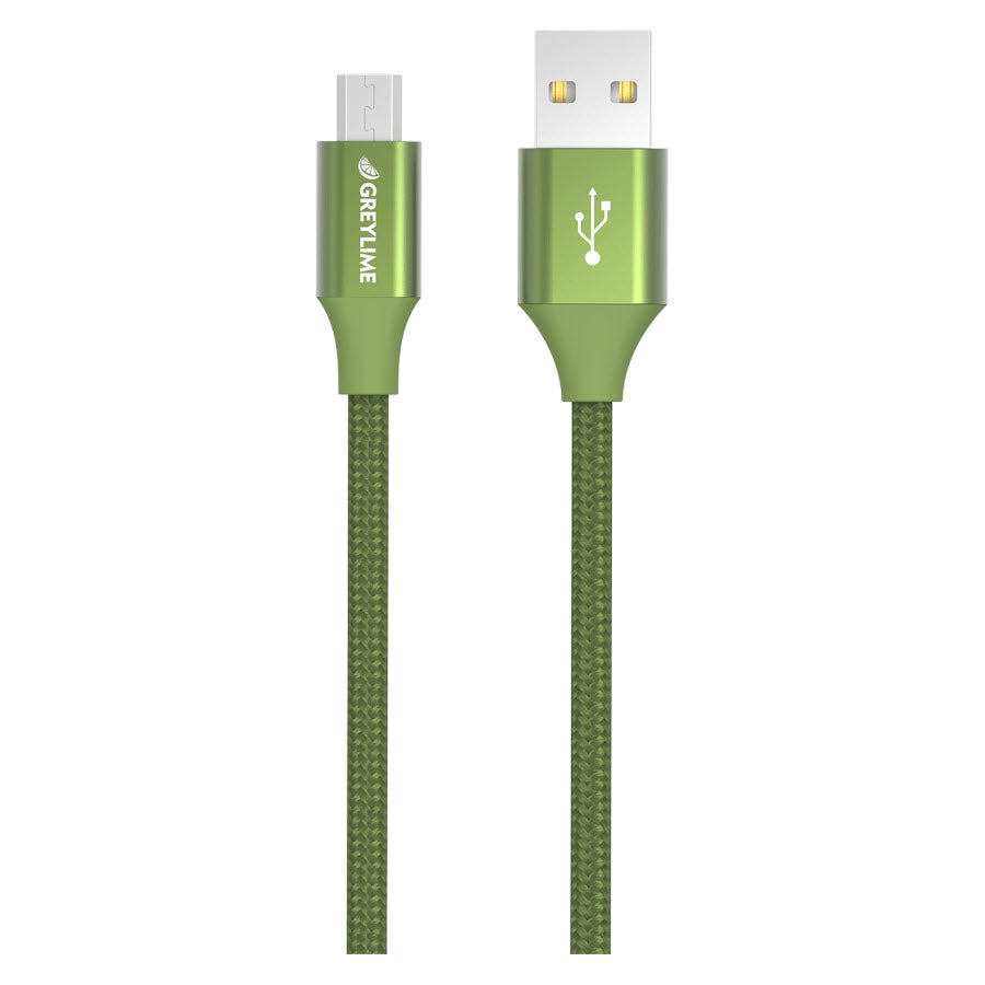 GreyLime Braided USB-A til Micro USB Kabel Grøn 1 m -  fra GreyLime - nu kun 89 kr. Hos HjemTek 