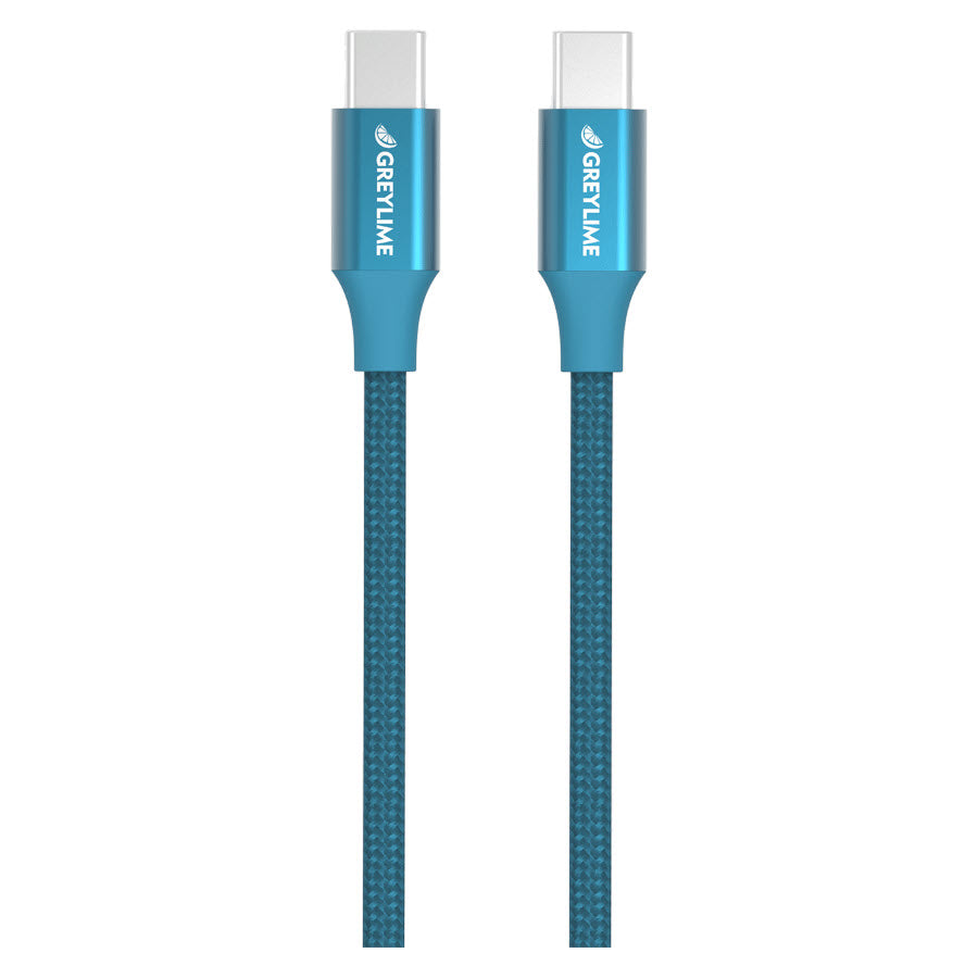 GreyLime Braided USB-C til USB-C 60W Kabel Blå 1 m -  fra GreyLime - nu kun 119 kr. Hos HjemTek 