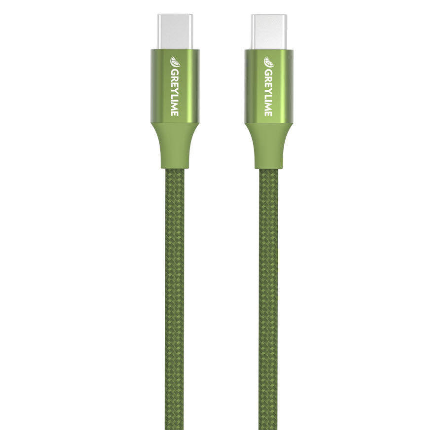 GreyLime Braided USB-C til USB-C Kabel Grøn 2 m -  fra GreyLime - nu kun 119 kr. Hos HjemTek 