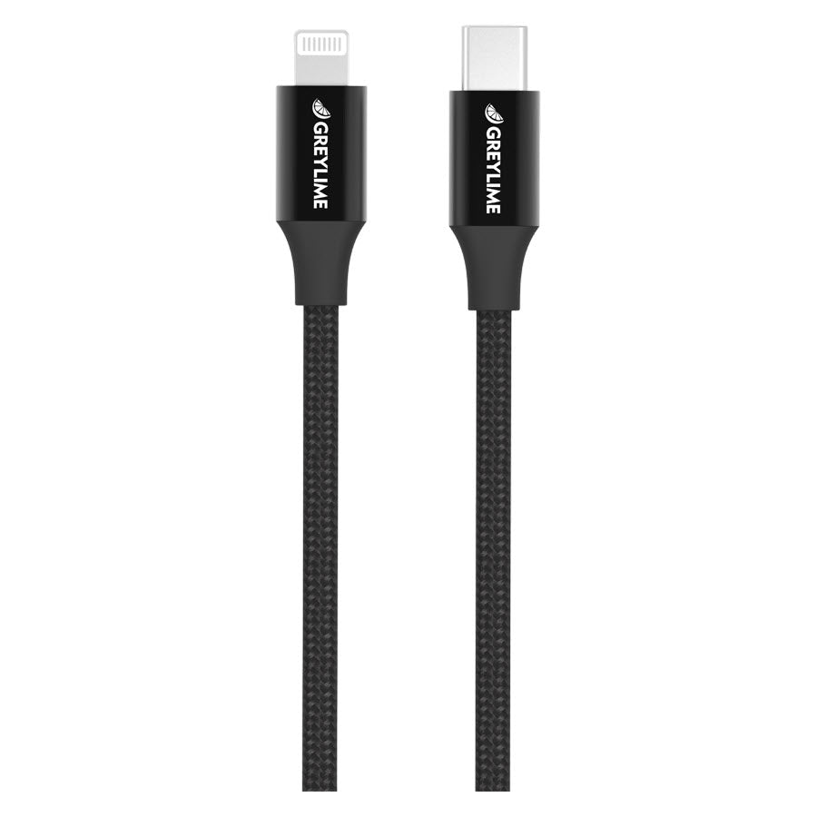 GreyLime Braided USB-C til MFi Lightning Kabel Sort 1 m -  fra GreyLime - nu kun 189 kr. Hos HjemTek 