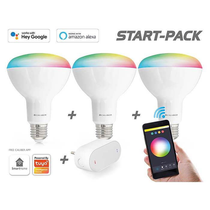 CALIBER BR30 SMART HOME STARTERPACK LED-PÆRE HVID/MULTI - HjemTek