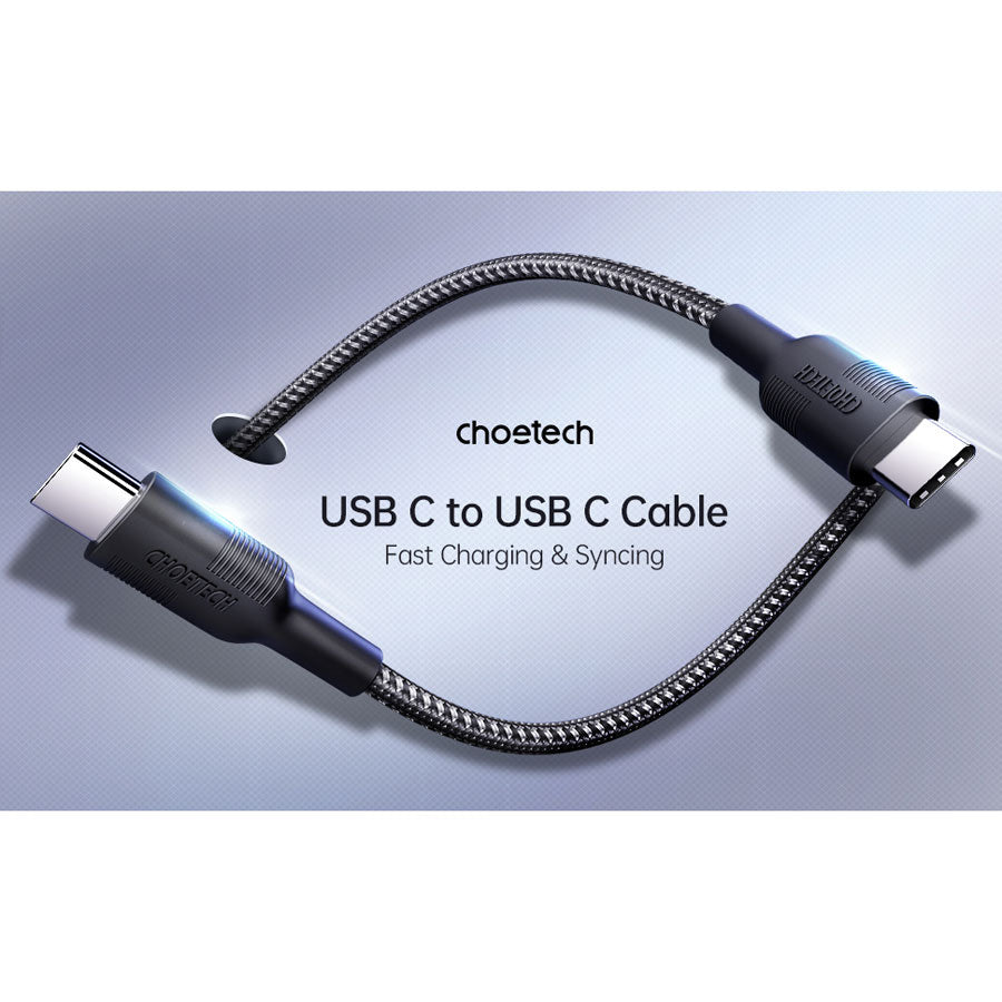 Choetech 1,2m USB-C - USB-C PD 60W Kabel, Sort - HjemTek